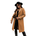 Fall Winter Solid Color Jacket Long Suit Collar Woolen Coat Women's Clothing Trench Coat