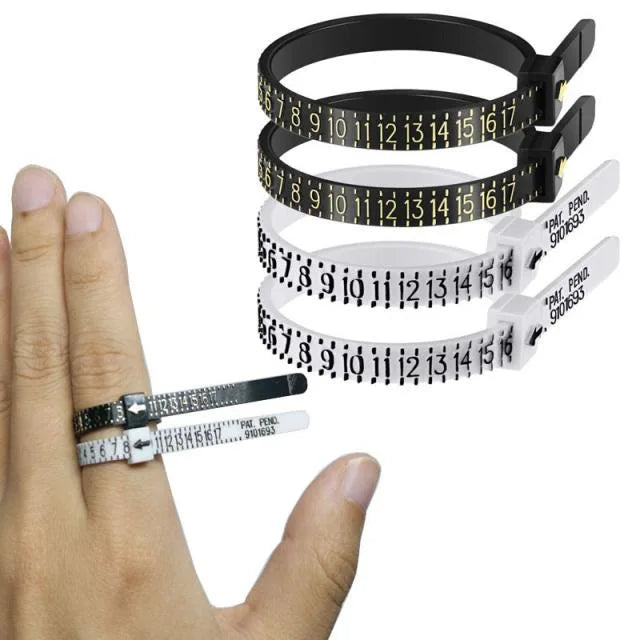 Custom Logo Plastic Ring Sizer Measuring Tool Reusable Finger Size Gauge for Metal Jewelry US/UK/EU/JP Ring Sizing Circle Belt