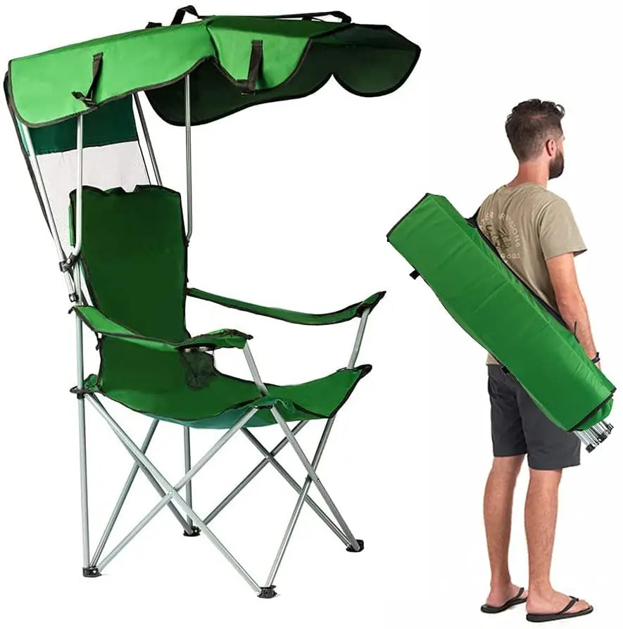 WOQI Lightweight Custom Outdoor Folding Camping Fishing Chair Compact Collapsible Beach Furniture Canopy Shade Metal Garden Use