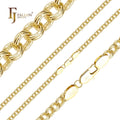 FJ Fallon Fashion Jewelry Double Ring Rolo Link Chain Plated in 14K Gold Brass Based