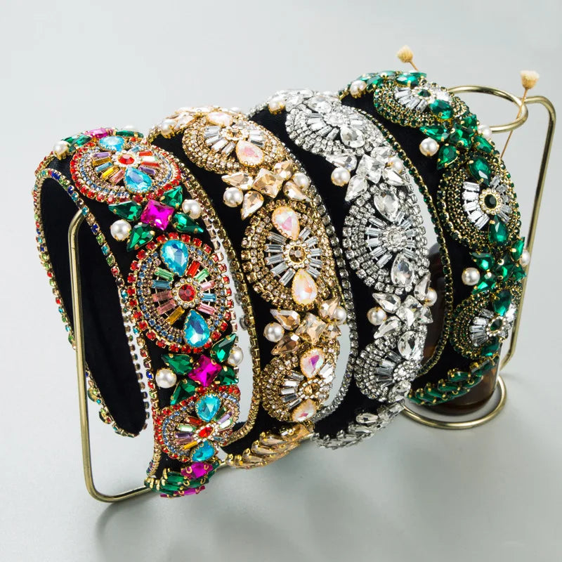 Design Hairband European American Fashion Baroque Court Full Drill Headband Sponge Embroidery Hair Accessories
