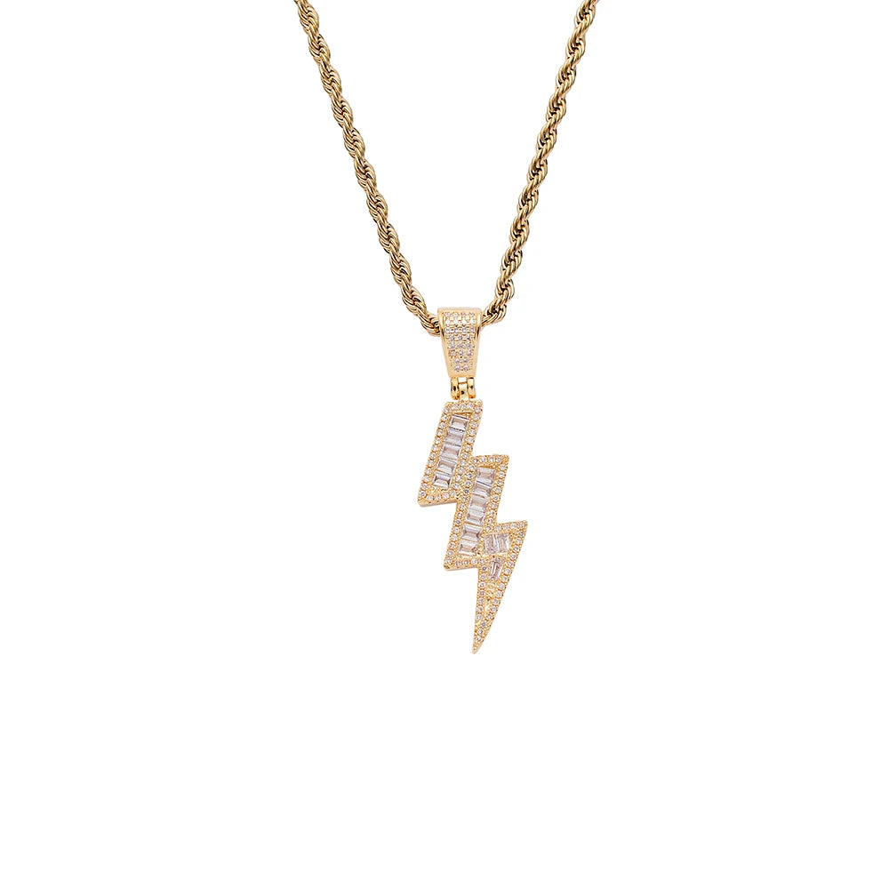 CN236 Brass Cubic Zircon Pendants Necklace Men's Hip Hop Necklace Party Jewelry Gift
