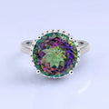 Abiding Jewellery  Wholesale Natural Rainbow Mystic Quartz Big Natural Gemstone 925 Sterling Silver Jewelry Women Rings