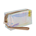 Shiny Removable Wrist Strip Transparent Holographic Makeup Toiletry Bag Portable Waterproof Clear Fashion Zipper Pouch OEM