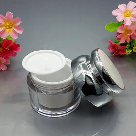 Hot Sale Sengmi S35 Luxury Cream Jar Silver 30g 50g Empty Cosmetic Acrylic Container PP Base White Lid Face Lotion Stock