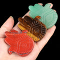 Hamsa Hand Shaped Crystal Stone Carved Rock Quartz Angel's Eye Palm Gemstone Sculpture DIY Home Decoration Ornament Crafts