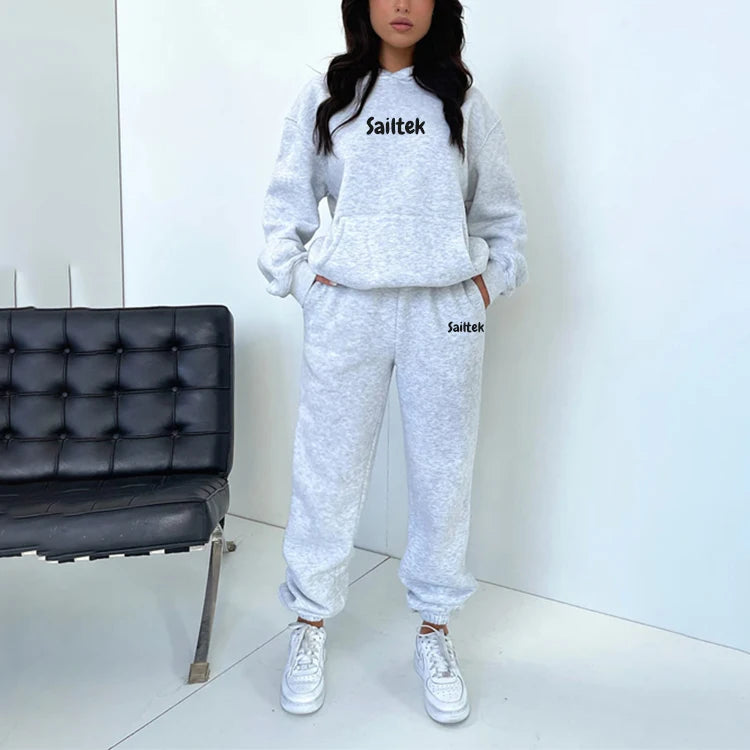 Women's Clothing Wholesale Fleece Tracksuit Custom Sweatsuit High Quality 2 Piece Hoodie and Jogger Sweatpants Set
