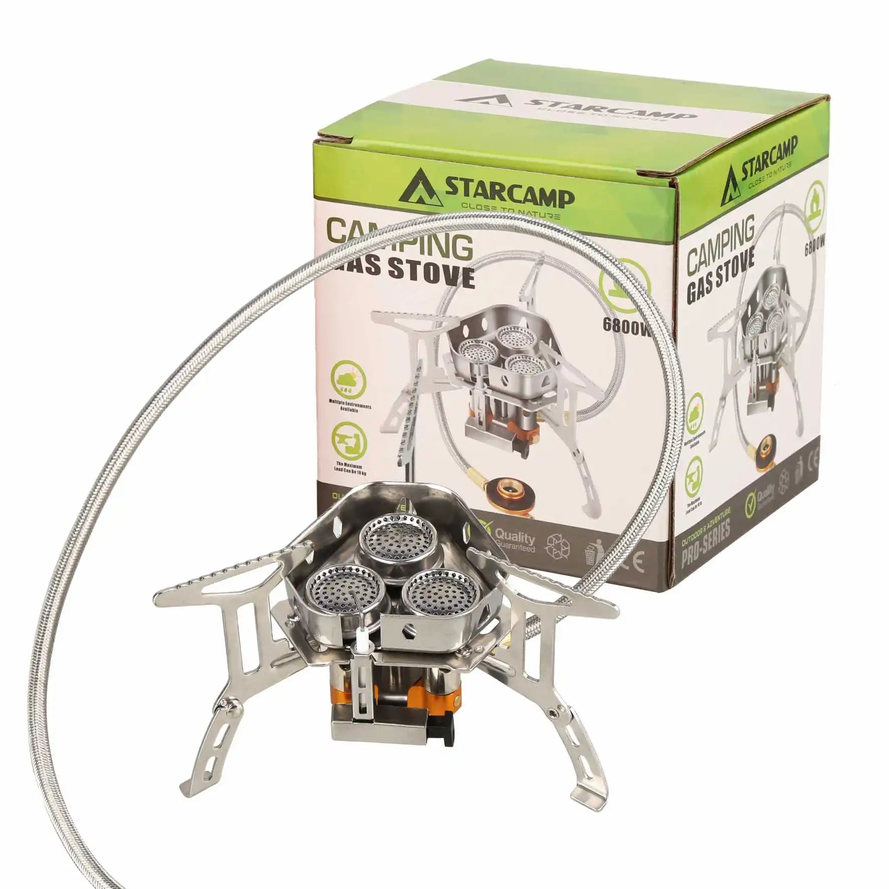 STARCAMP 6800W Outdoor Solo Backpack Hiking Gas Camping Butane Windproof Gas Stove Portable Gas 3 Burners