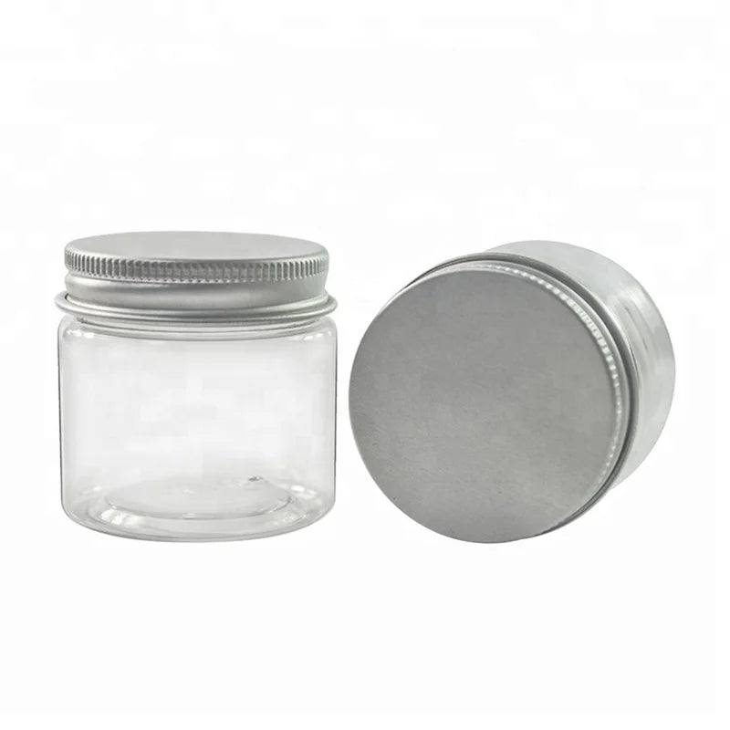 50g Clear PET Cosmetic Packaging Jar with Round Shape and PET Screw Top Lid UV Printed for Skin Care Cream