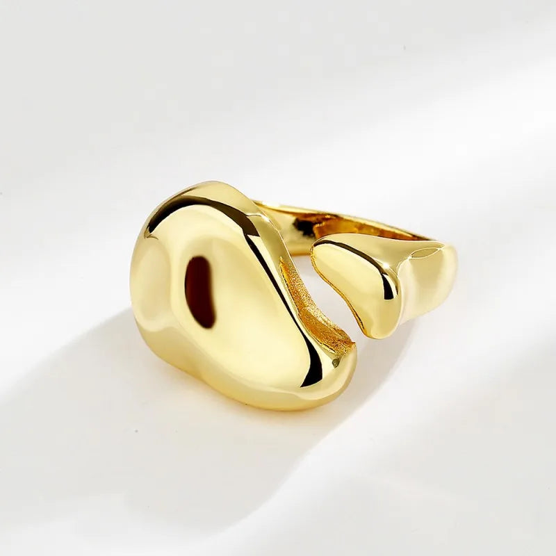 Hot Sale Irregular Silver Gold Open Finger Chunky Minimalist Band Finger Ring for Women Girl Jewelry Gifts