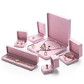 DOC Custom Logo Jewelry Box With Velvet Pink Color Earring Ring Bangle Bracelet Luxury Jewelry Packing Box