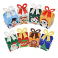 Foldable Christmas Xmas Goodie Paper Boxes With Bow for Candy Cakes Cookies Treats-for Party Birthdays Holidays