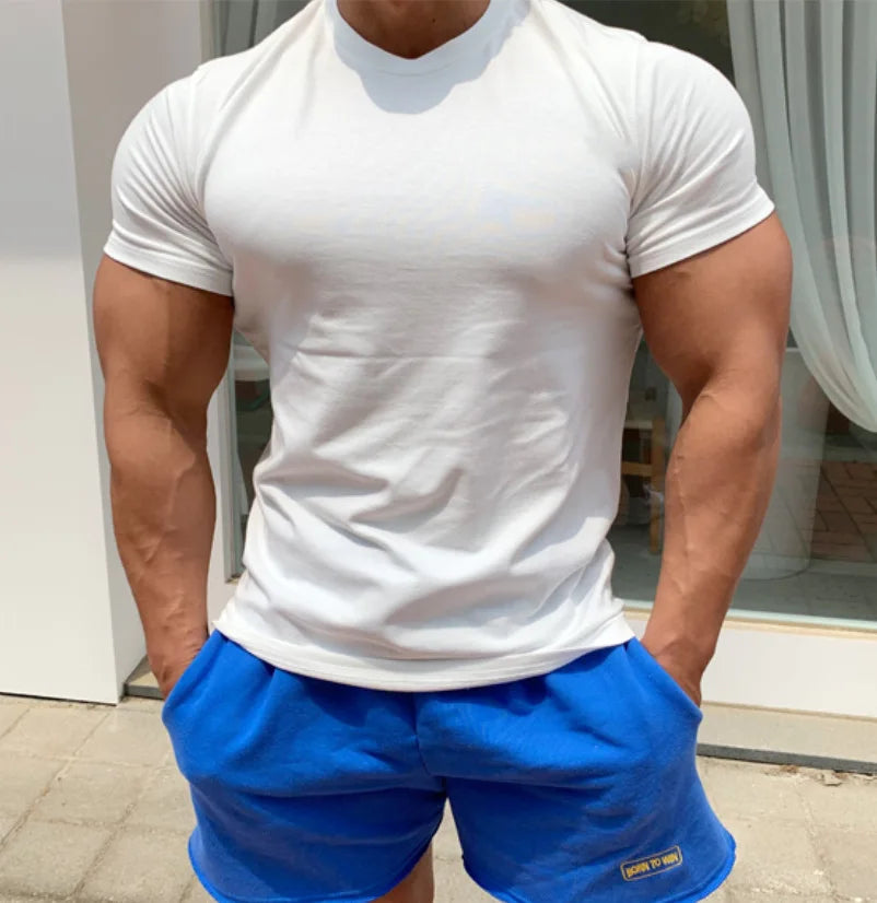 Wholesale Workout Gym Breathable Compression Athletic Quick Dry Training Tops Custom Logo Cotton White T-shirts