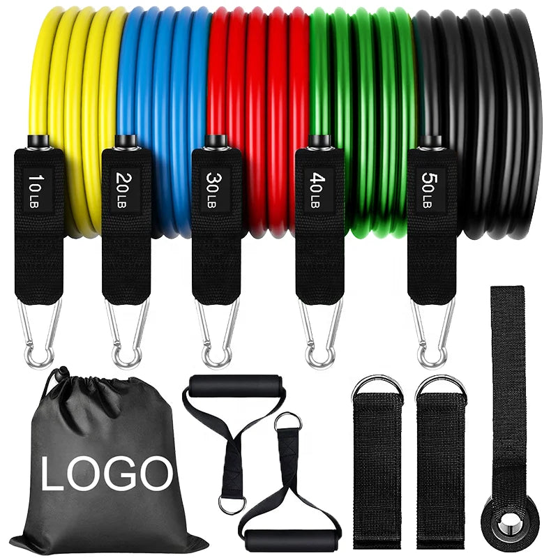 2025 GEDENG 150 Lbs Hollot Handle Band Metal Handles Set 11 Pcs /Exercise Bands 150Lb Resistance Bands