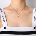 Peach Heart White Seashell Pendant Necklace Collarbone Chain 18K  Gold Plated Stainless Steel Jewelry Valentine's Day