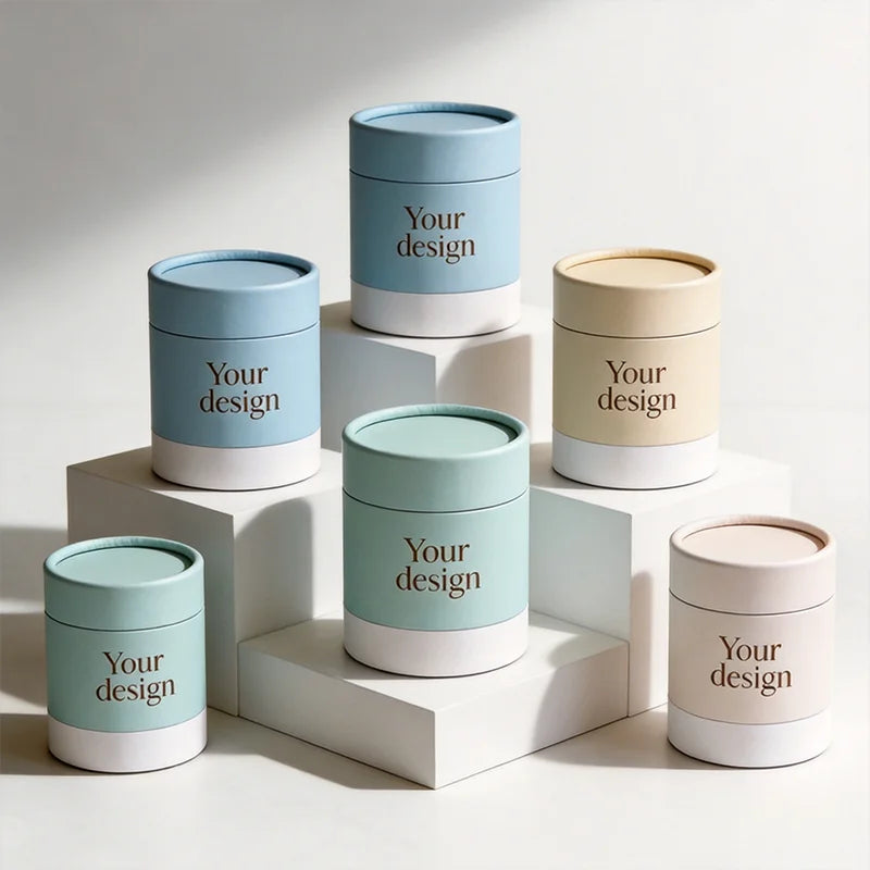 Custom Glossy Printing logo Recycled Cardboard Round Food Grade Tea Honey Jar Coffee Beans Cylinder Packaging Kraft Paper Tubes