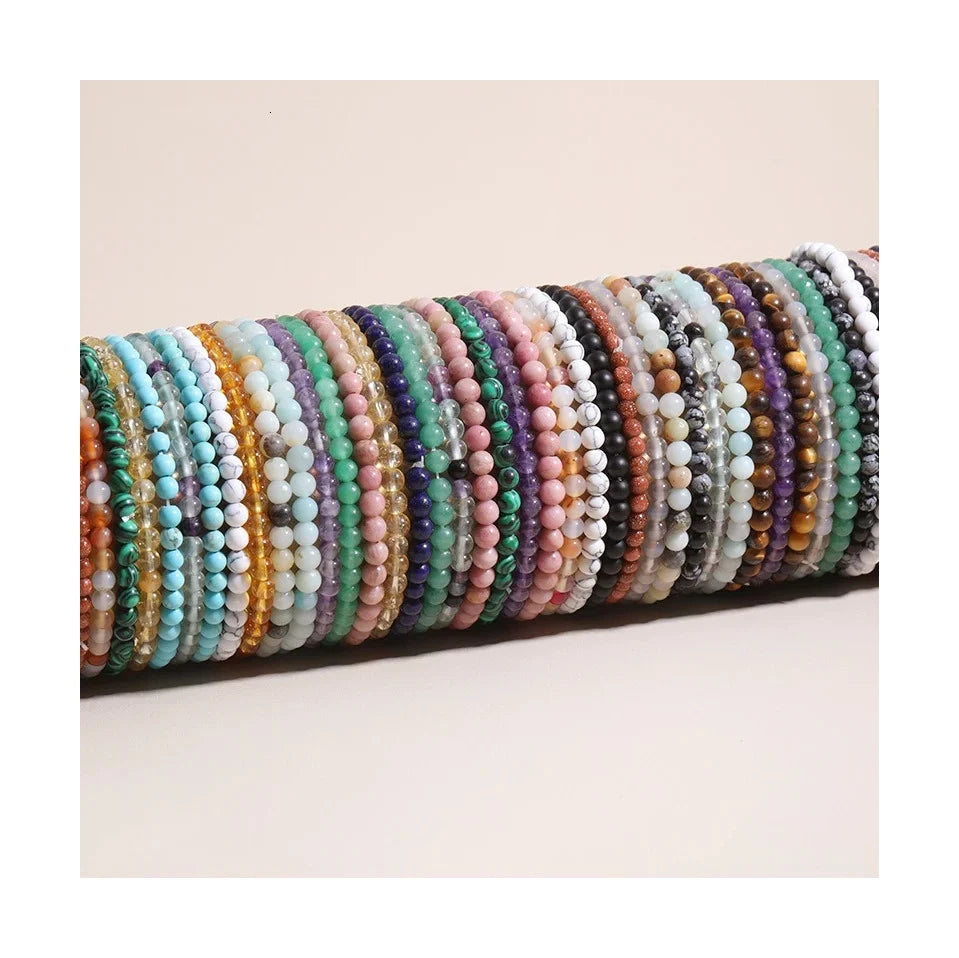 HP Hot Sale Gem Stones 4mm Natural Stone Bead Bracelet Crystals Natural Stone Bracelets