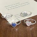 Popular 925 Sterling Silver Bezel Setting Crystal Ore Heart Adjustable Finger Ring for Women Wholesale