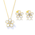 New Trendy Enamel Colorful Jewelry 925 Sterling Silver Cubic Zircon Gold Necklace Earrings Design Enamel Flower Jewelry Set