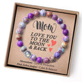 Mother's Day Gift Birthday Gift Crystal Pink Zebra Moonstone Stone Beaded Card Bracelet Women Gifts