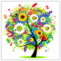 Cross-stitch Diy Handmade Needlework Scenery Set Cotton Thread Embroidery Four Season Tree of Summer Home Decor