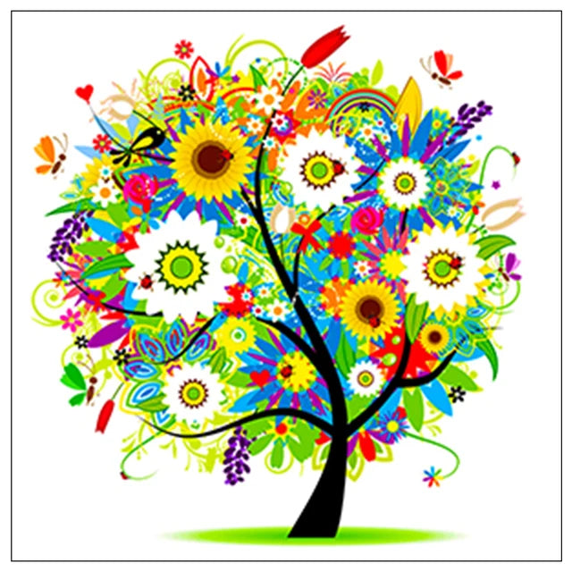 Cross-stitch Diy Handmade Needlework Scenery Set Cotton Thread Embroidery Four Season Tree of Summer Home Decor