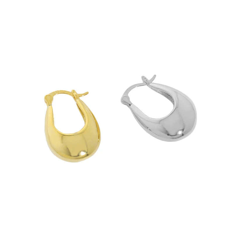 Wuqie Gold Chunky Geometric Silver Earrings Minimalist Chic U Shaped Hoop Earrings Women's Jewelry