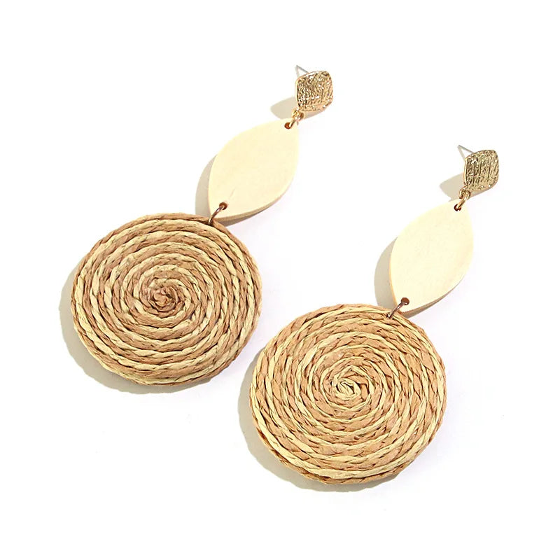 Fashion Paper Earrings Ins Style Diamond Earrings Korean Vintage Rattan Earrings for Women