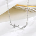925 Pure Silver CZ Diamond Star Pendant Personality Simple Women Shooting Star Necklace