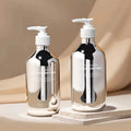 New Design High-end Plating Silver Cosmetic Packaging 300ml500ml Silvered Conditioner Shampoo Bottle