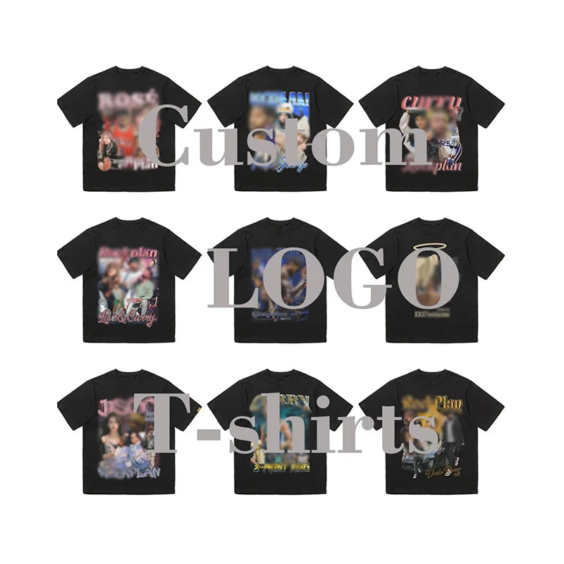 High Quality 100% Cotton Shirts Blank Embroidery Heavy Weight t Shirt DTG Printing Custom Men's O-neck Shirts for Men