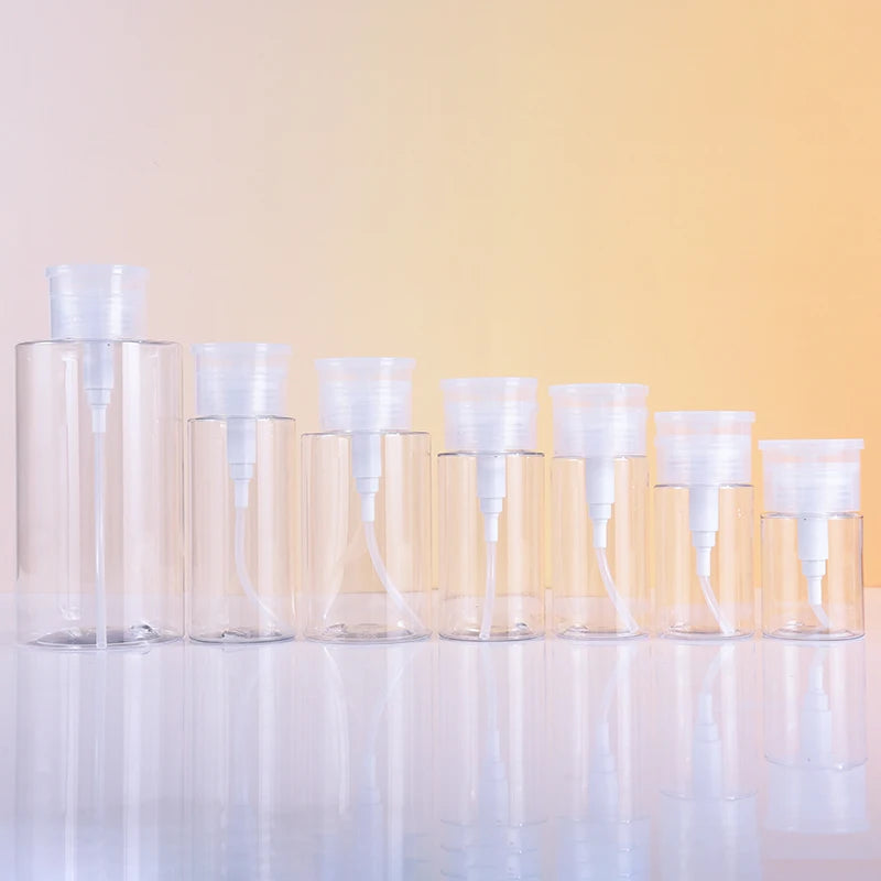 150ml 200ml 250ml 300ml Transparent Liquid Press Pump Dispenser Bottle Cosmetic Toner Bottle Makeup Nail Polish Remover Bottle