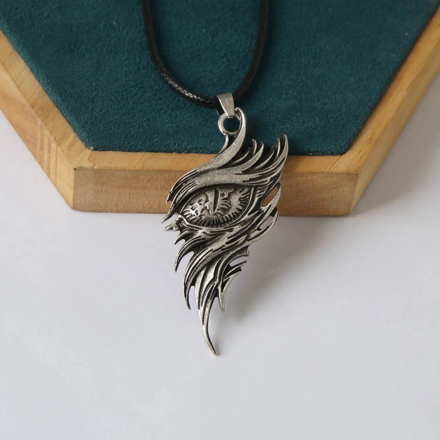Custom Minimalist Celtic Dragon in Crescent Moon Necklace Mythology Jewelry