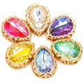 HFOUR 3D Drop Shape Crystals Claw Glass Rhinestones 28 Facets Loose Sew-On for Garment Shoes & Bags