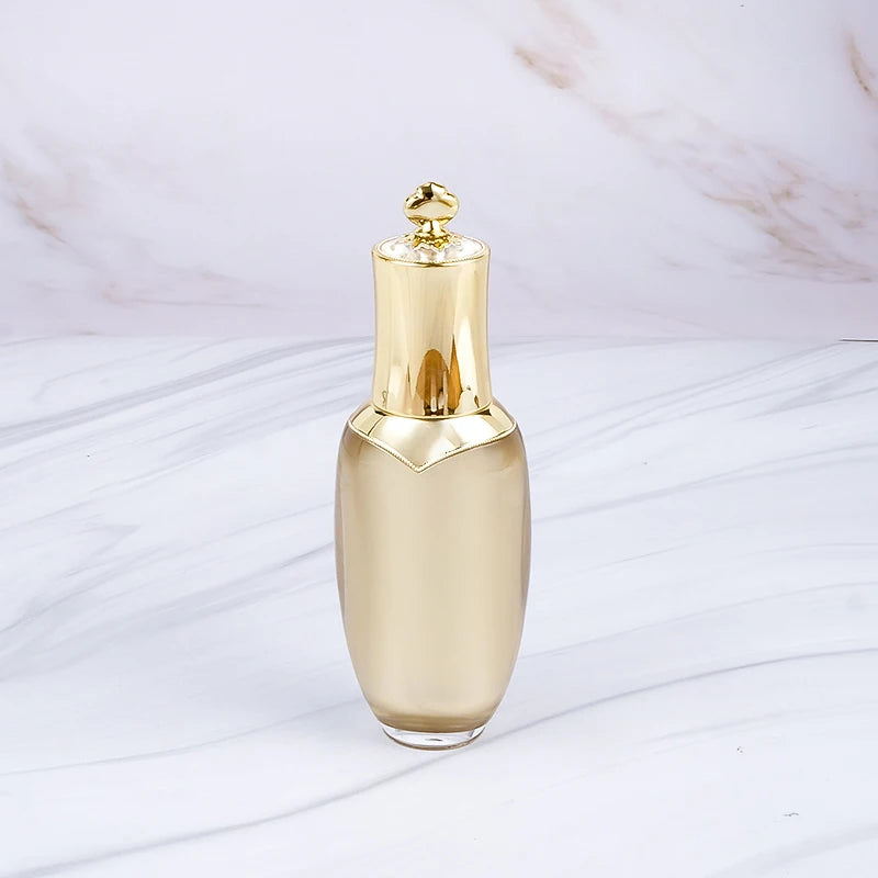 Empty Acrylic Skin Care Packaging 20ml 30ml 50ml 80ml 100ml Gold Pump Sprayer Hot Stamping Lotion Bottles Set for Skin and Hair