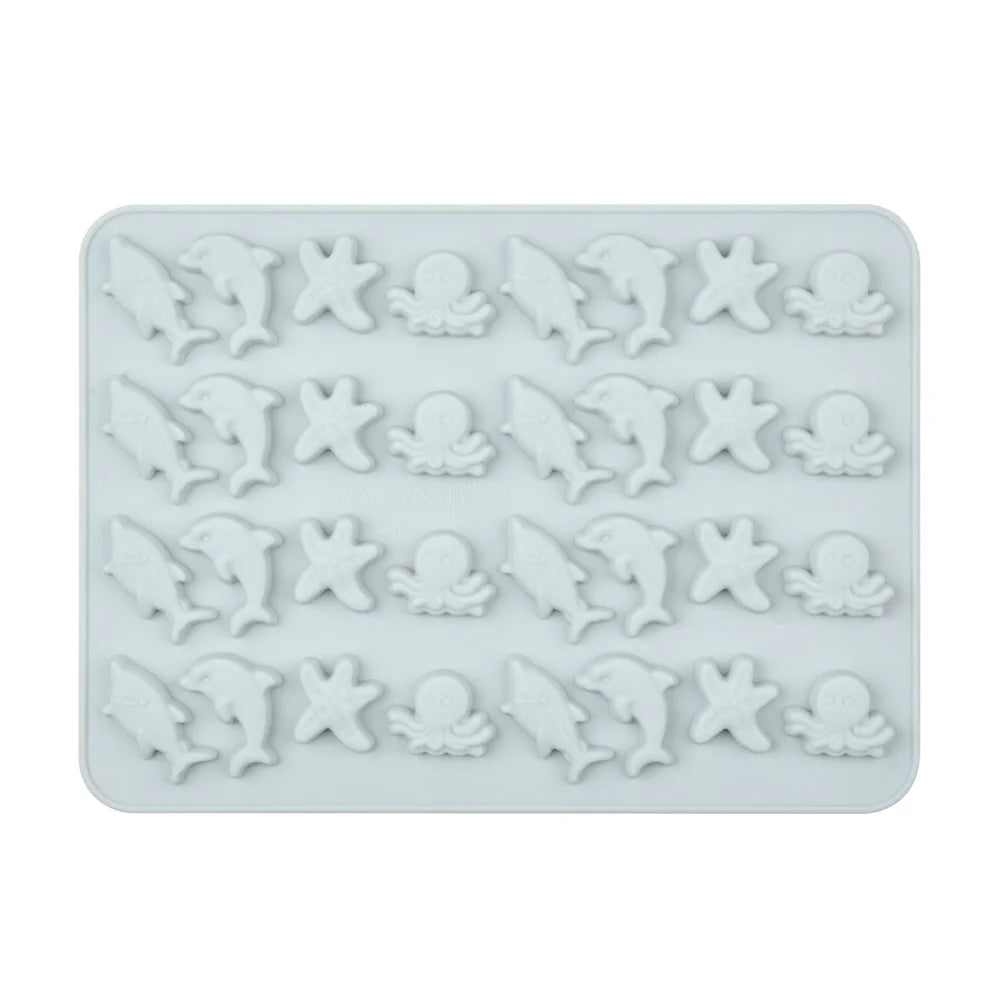 32 Cavities Mini Jelly Candy Gummy Dolphinstarfishoctopusshark Multi Shape Silicon Molds for DIY Chocolate Baking