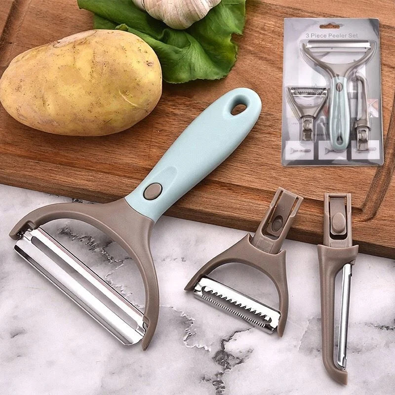 Creative Style Multi Functional 3 in 1 Stainless Steel Blade Plastic Vegetable Julienne Peeler