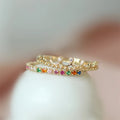 2025 Cute Design 925 Sterling Silver Gold Plating Girls Colorful Zircon Rings