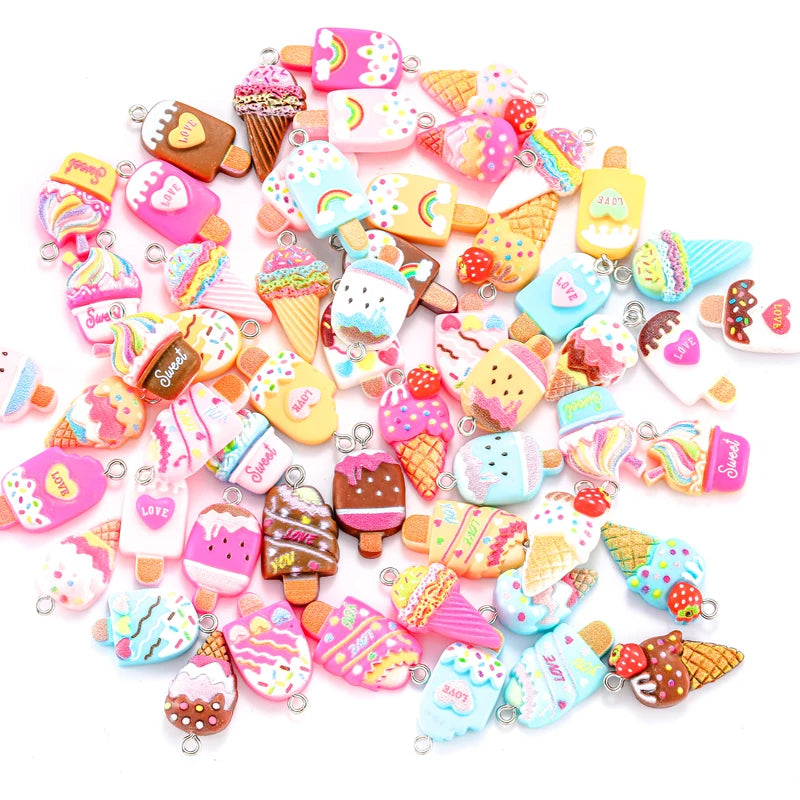 Resin Summer Ice Cream Charms Popsicle Ice Icicle Lolly Pendant Craft Making Handmade Jewelry DIY for Earrings Keychain W281-290