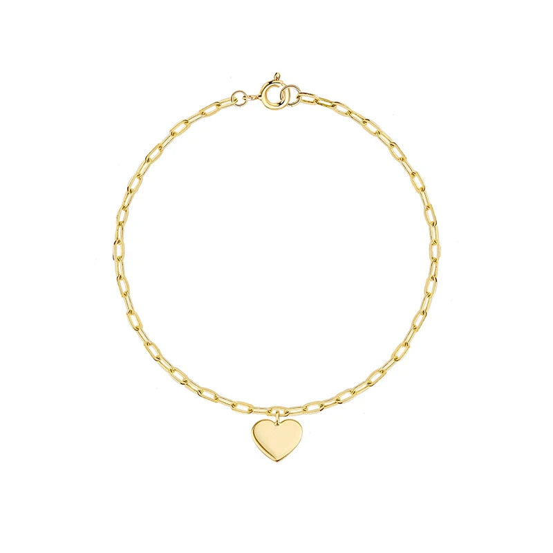 New Custom 18K Gold Plated Heart Locket Link Chain 925 Sterling Silver Small Size Bracelet for Gifts Party Jewelry