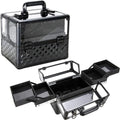 Fashionable Acrylic Black Diamond Cosmetic Case Organizer Train Makeup Case 4 Extendable Trays Zipper Closure Made Polyester