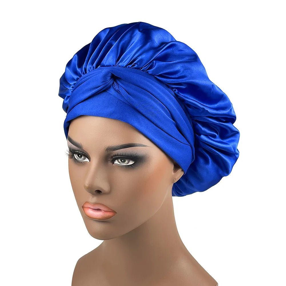 Factory Hot Sale Women Nightcap Adjustable  Headband Tie and Edge Protection Nightcap Stretch Shower Long Hair Protective Cap