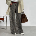100%  Pure Cotton Leopard Wide Leg Pant for Women Custom ODM 2025 Fashion Y2K Streetwear Printed Trousers Vintage Casual Pant