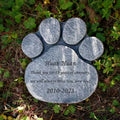 Custom Paw Print Pet Memorial TombStone Gray Resin Grave Marker with Textured Surface for Garden Decor Personalized Gift