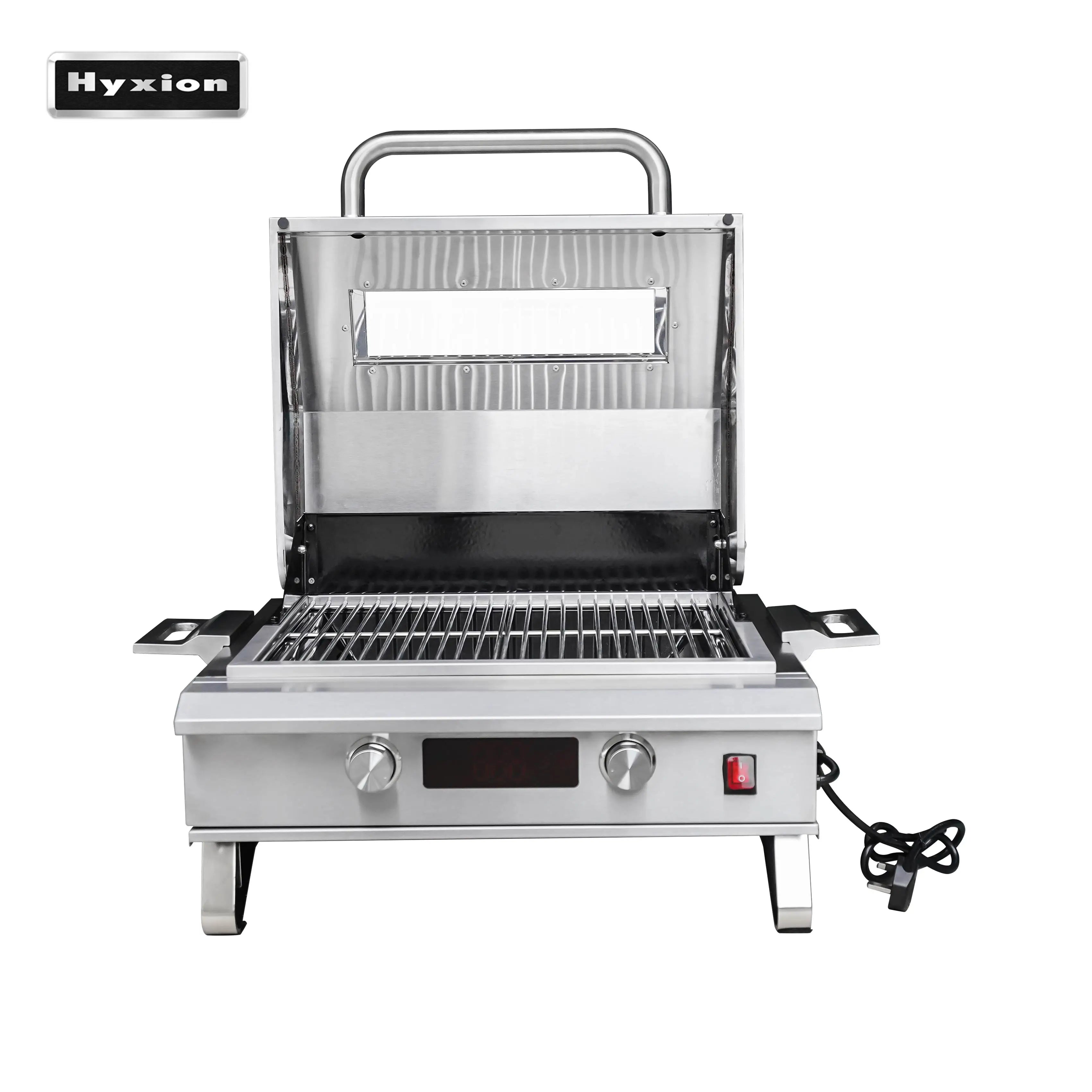 1200W Premium Electric BBQ Grill Stainless Steel Build with Cast Iron Griddle & Glass Window Design 450â„ƒ Temperature Range