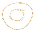 Minimalist 18K Gold Plated Tassel Spine Choker Necklace Stainless Steel Fishbone Chain Necklace Bracelet Women