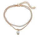 AA00509 Simple Style Double Layer Chain Anklet Snake Chain Crystal Rhinestone Fashion Jewelry Anklets for Women