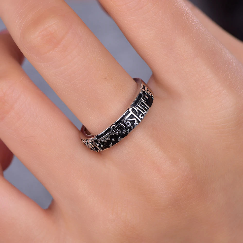 Kirin Men's Rings 4.3g Pure Silver with Black Rhodium 925 Silver Jewelry Custom Name Vintage Style for Wedding Engagement