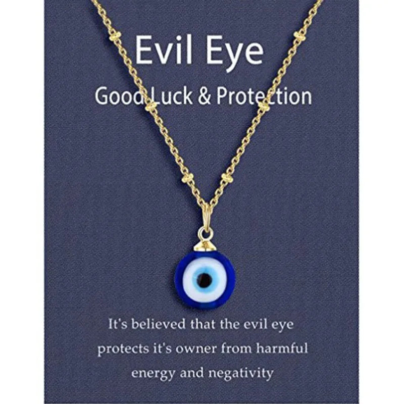 G781 Elegant Jewelry Women Gold Plated Devil Eye Necklaces Display Card Blue Eyes Necklace