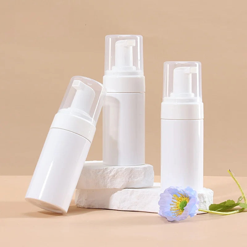 Empty Skincare Facial Cleanser Skin Care Serum Mousse Bottles Packaging 100-150ml White Cosmetic PET Foam Soap Dispenser Pump